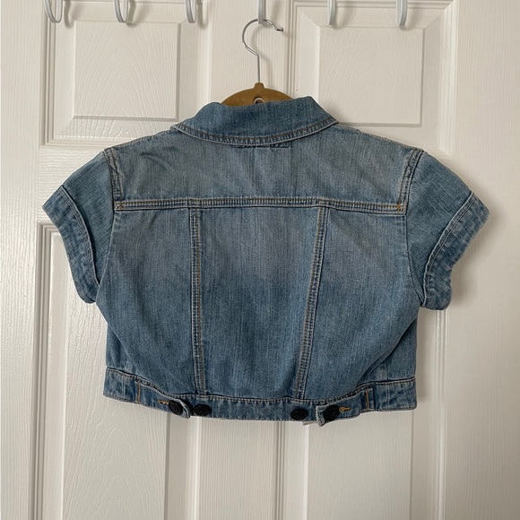 ⚡️🖤 Tommy Hilfiger Cropped Short Sleeve Jean Jacket Size Small - Picture 4 of 5